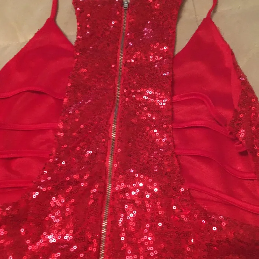 Red Sequin Cutout Dress - Picture 10 of 10